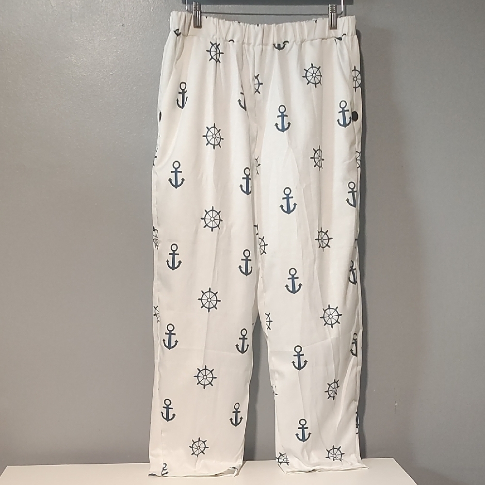 Nautical Print Women's White Sailor Pants - Picture 8 of 17
